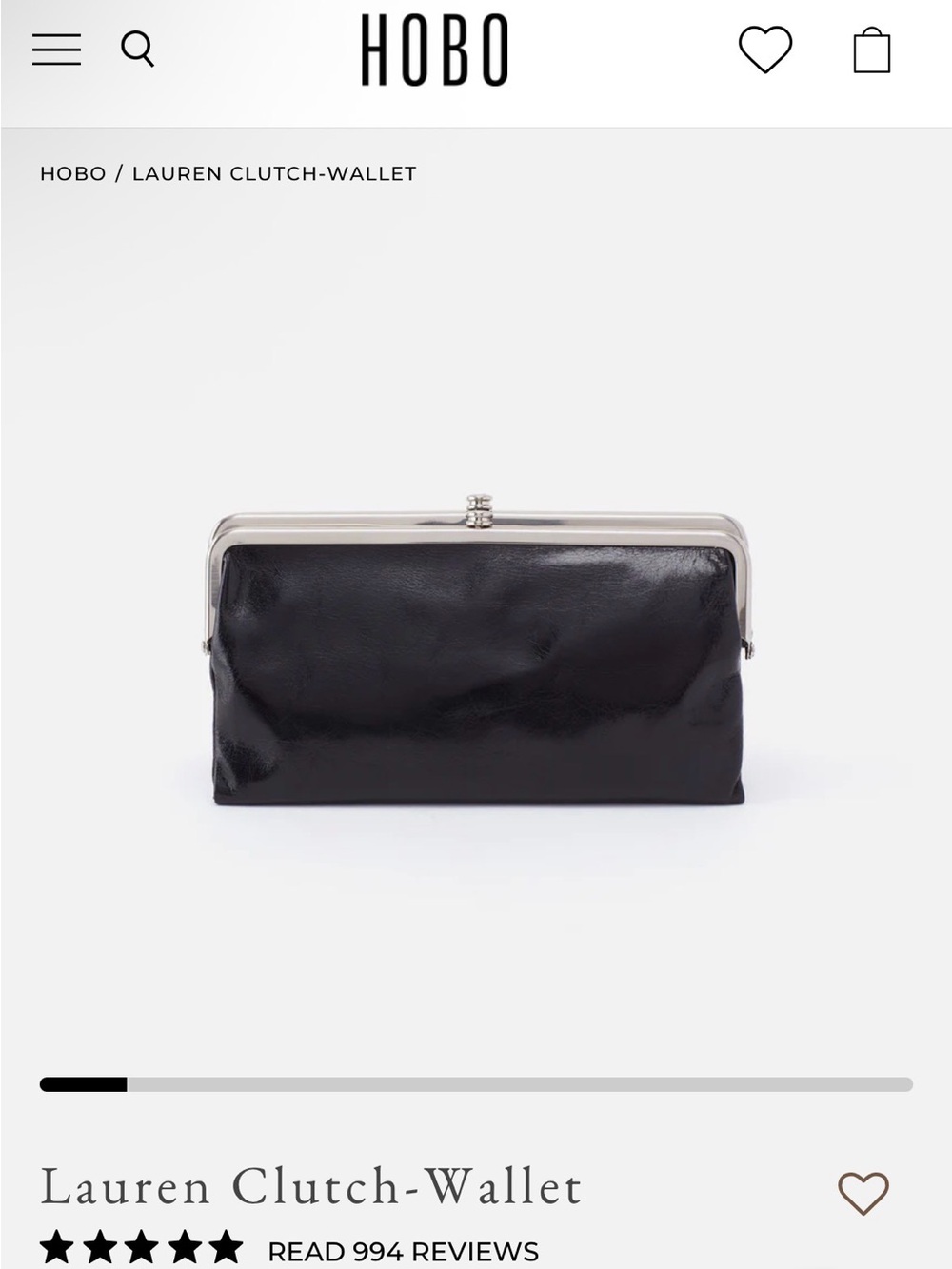 AUTH Hobo International LAUREN Wallet Clutch~BLACK~Leather~$148 EUC